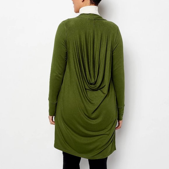 Susan Graver Weekend Petite Jersey Knit Draped-Back Cardigan  11051 - Picture 2 of 2